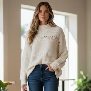 🛍️ 2/$25 Lou & Grey Alpaca Blend Knit Cozy Fall Winter Sweater sz L Cabincore